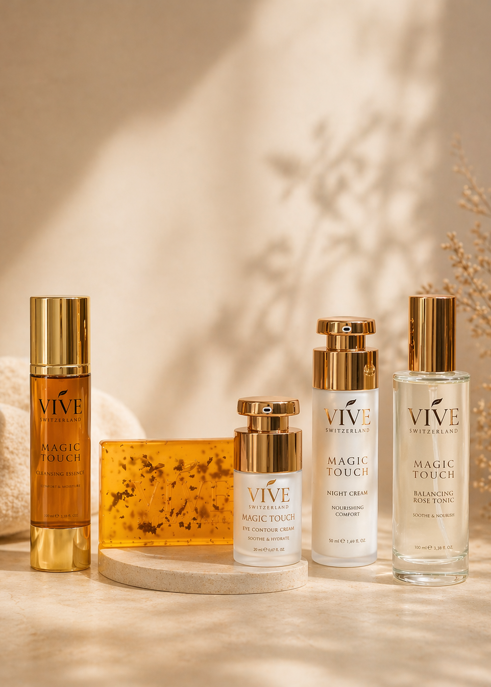 Evening Bundle Produkte, Cleansing Essence, Soap 24K, Eye Contour Cream, Night Cream, Balancing Tonic Rose Tonic