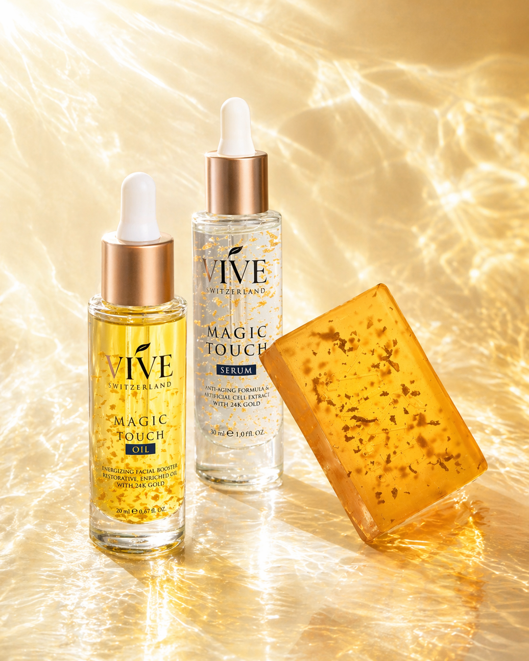 Signature 24K Bundle, Magic Touch Face Serum 24K, Oil 24K, Soap 24K